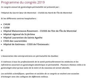 Programme congrès gynécologie-périnatalité 2019